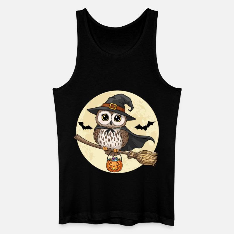 Süße Eule Hexe Halloween - Männer Bio Tank Top - Schwarz