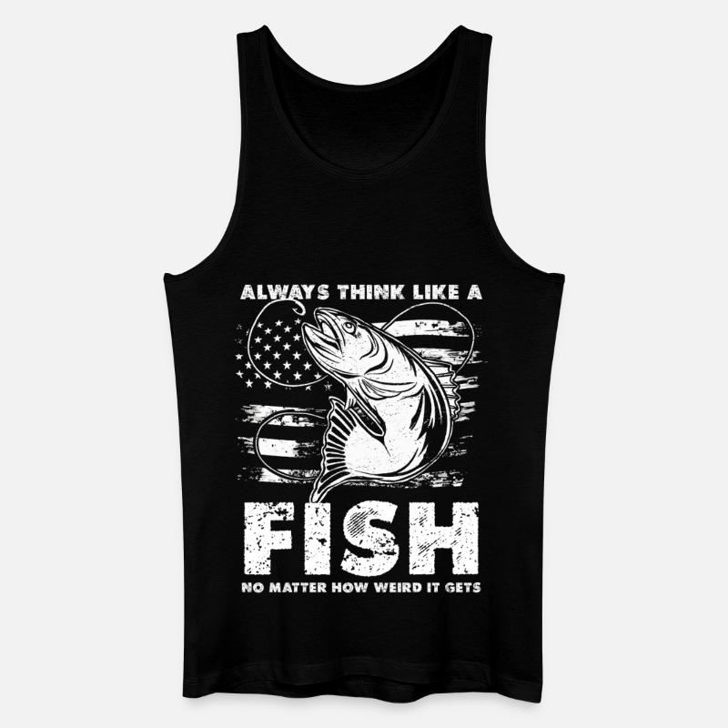 Fish Thoughts Flag Pattern - Men’s Organic Tank Top - black