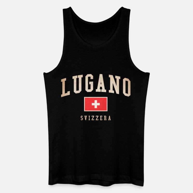 Emblème du drapeau suisse de Lugano - Débardeur bio Homme - noir