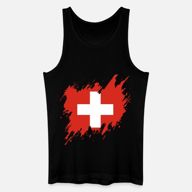 Flagge der Schweiz, Rissstil - Männer Bio Tank Top - Schwarz