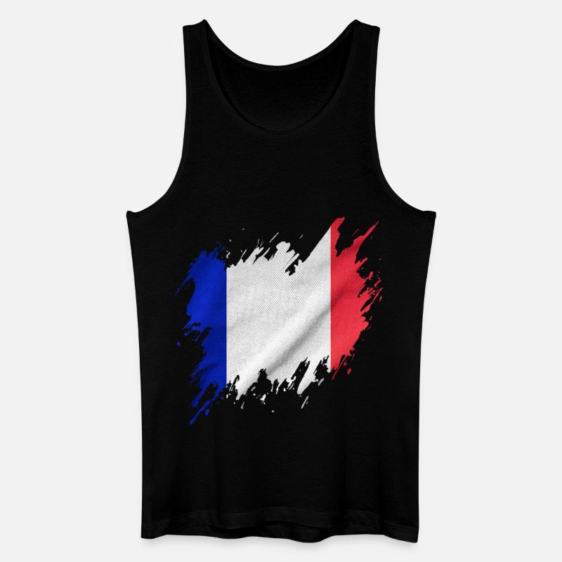 Drapeau français, style déchiré - Débardeur bio Homme - noir