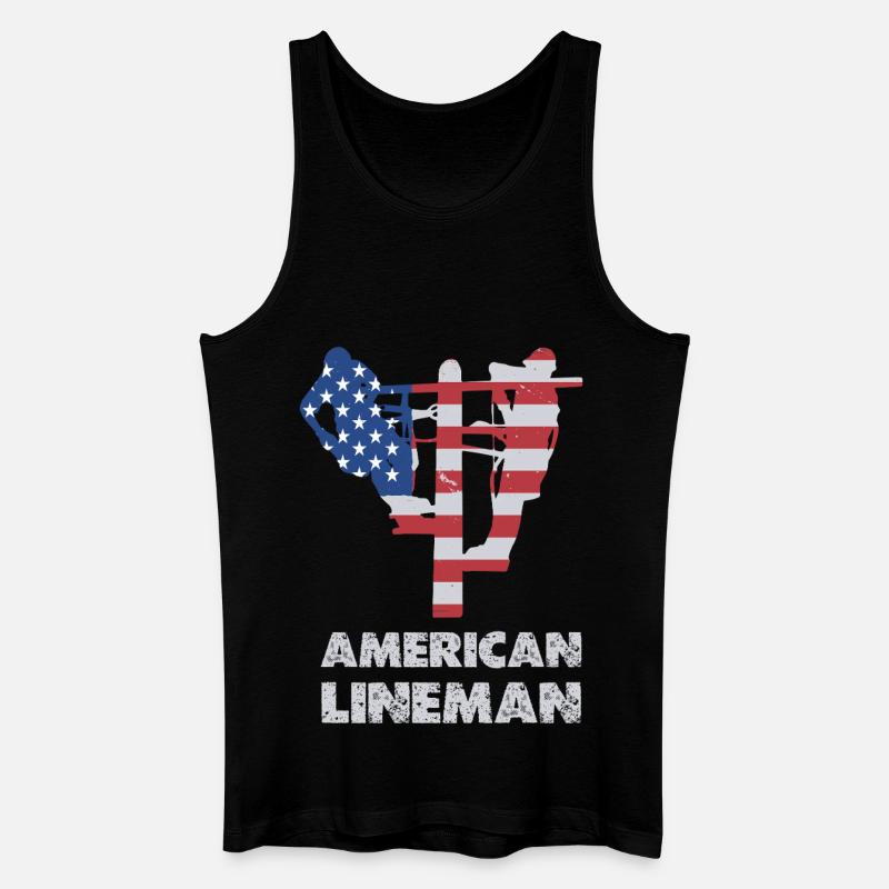 American Lineman Flagge Silhouette - Männer Bio Tank Top - Schwarz
