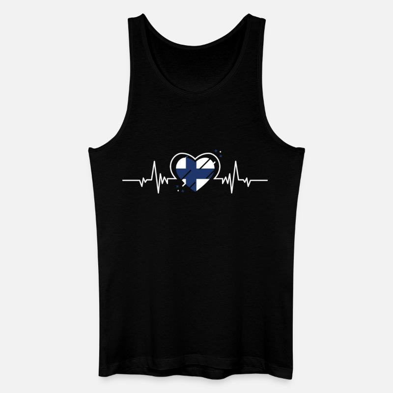 Finnland Herzfrequenz-Ticket Geschenk - Männer Bio Tank Top - Schwarz