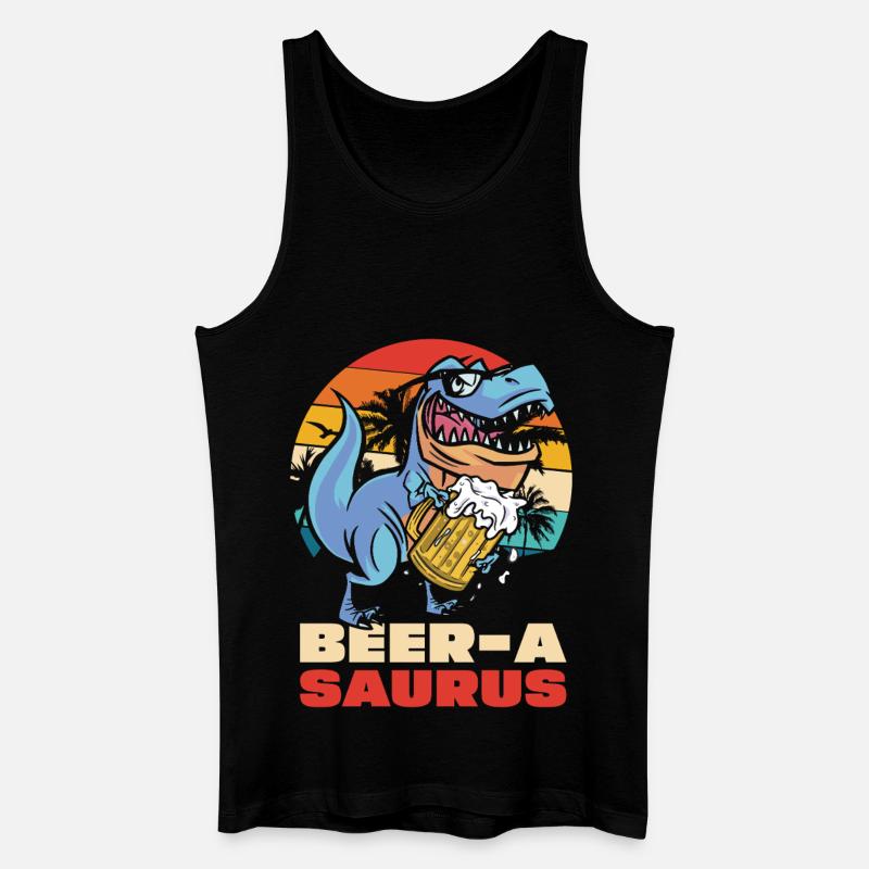 BeerA Saurus Dino with beer mug - Men’s Organic Tank Top - black