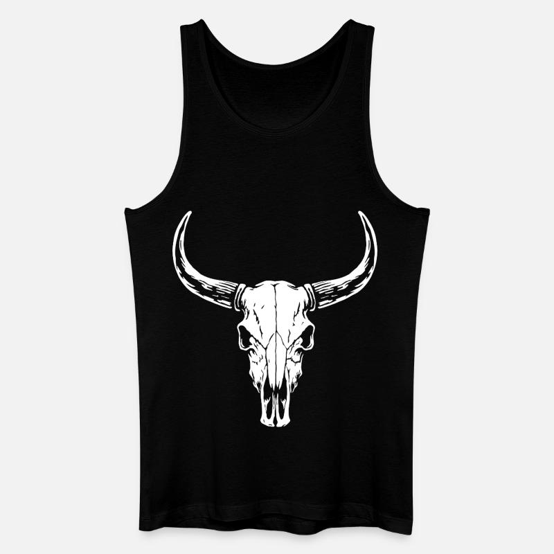 Stier Schädel Silhouette - Western Style - Männer Bio Tank Top - Schwarz