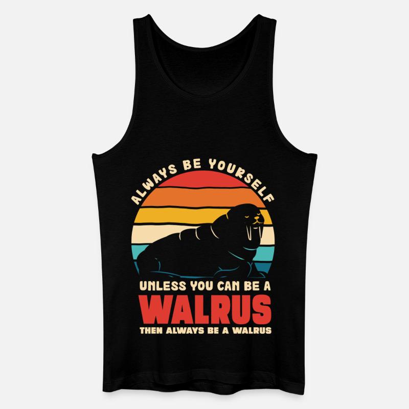 Walrus Selbstbewusstsein Retro - Männer Bio Tank Top - Schwarz