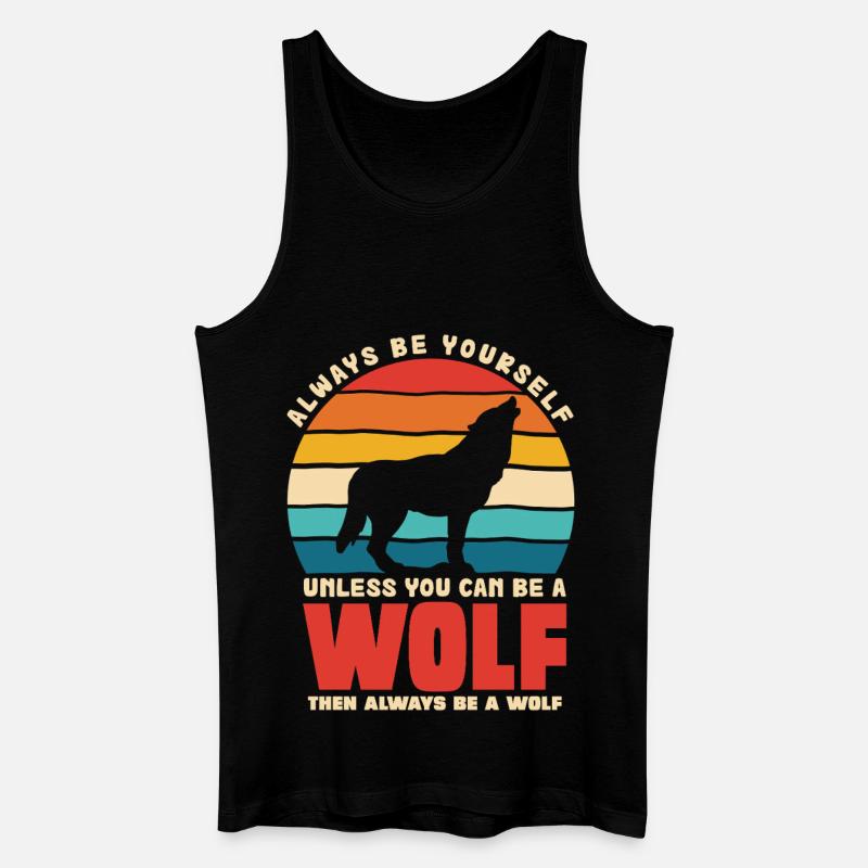 Wolfsruf: Sei Immer Du Selbst - Männer Bio Tank Top - Schwarz