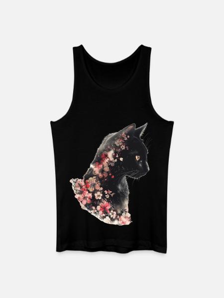 Katze Blumen - Männer Bio Tank Top - Schwarz