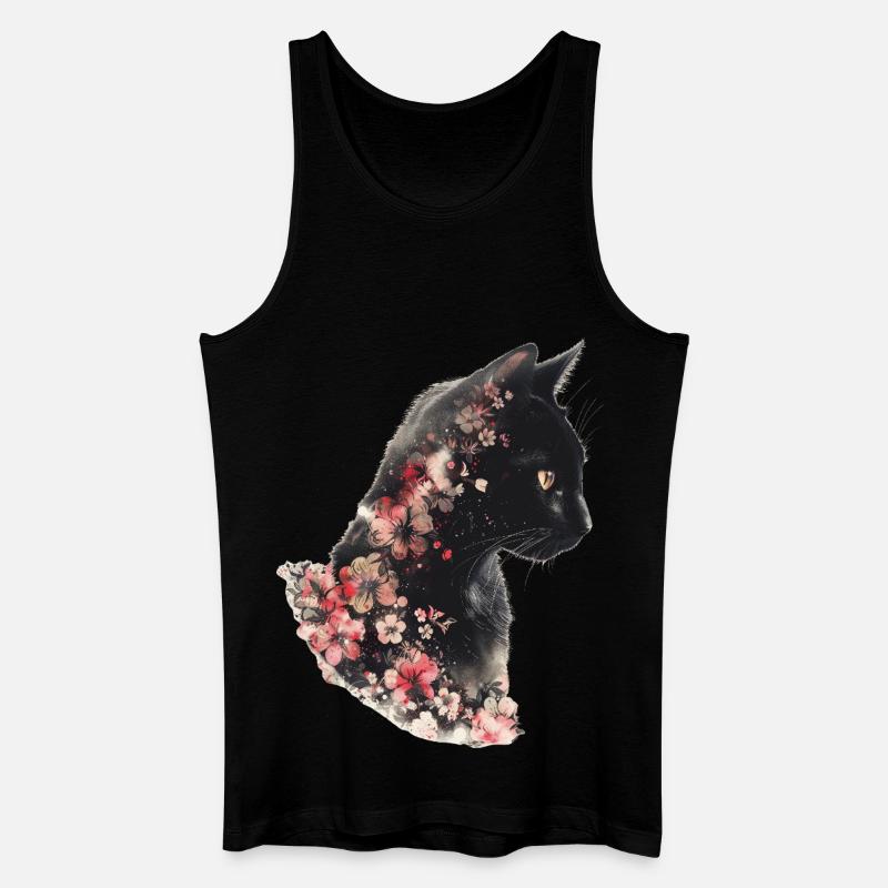 Katze Blumen - Männer Bio Tank Top - Schwarz
