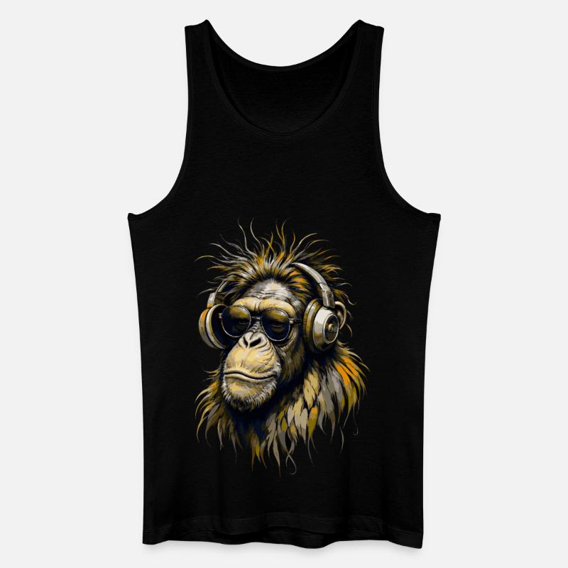 Cooler Affe mit Kopfhörern - Männer Bio Tank Top - Schwarz