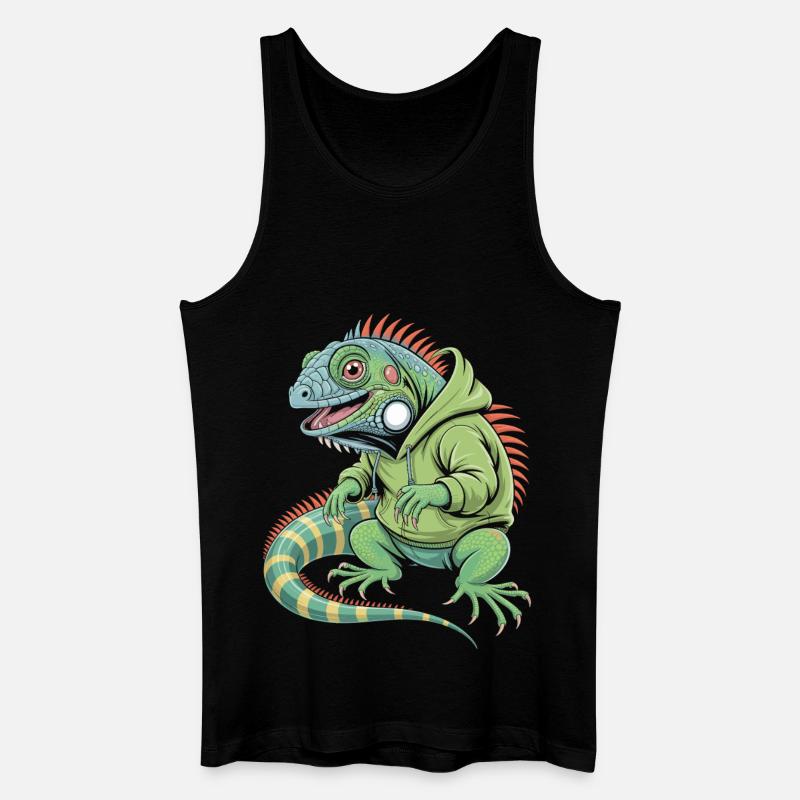 Iguane cool avec sweat à capuche - Débardeur bio Homme - noir