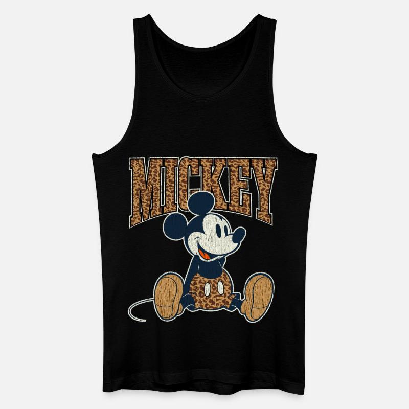 Mickey & Minnie assis à Mickey en look léopard - Débardeur bio Homme - noir