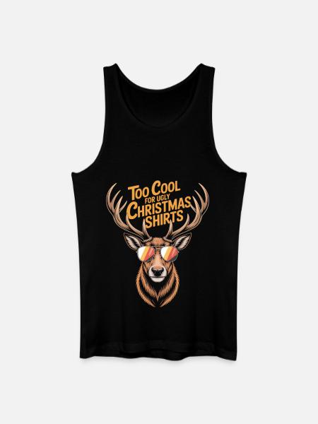 Hirsch mit Geweih Ugly christmas - Männer Bio Tank Top - Schwarz