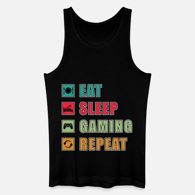 Eat Sleep Gaming Repeat Design - Männer Bio Tank Top - Schwarz