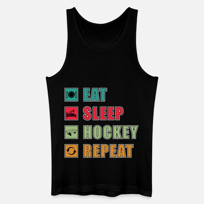 Eat Sleep Hockey Repeat - Männer Bio Tank Top - Schwarz