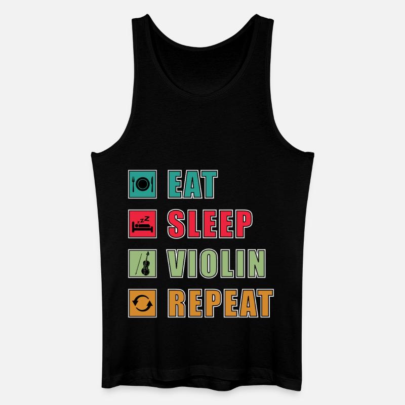 Eat Sleep Violin Repeat Grafik - Männer Bio Tank Top - Schwarz