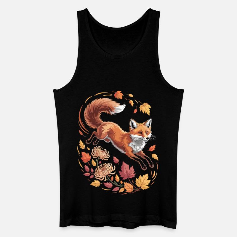 Fuchs mit Herbstblättern - Männer Bio Tank Top - Schwarz