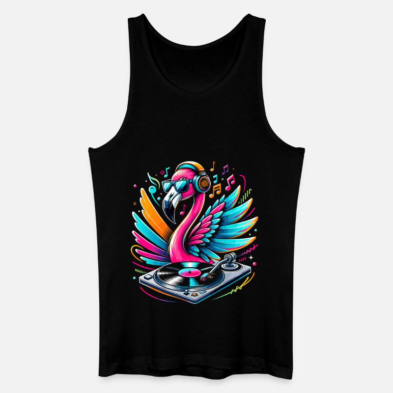 Flamingo DJ Neonbeat - Männer Bio Tank Top - Schwarz