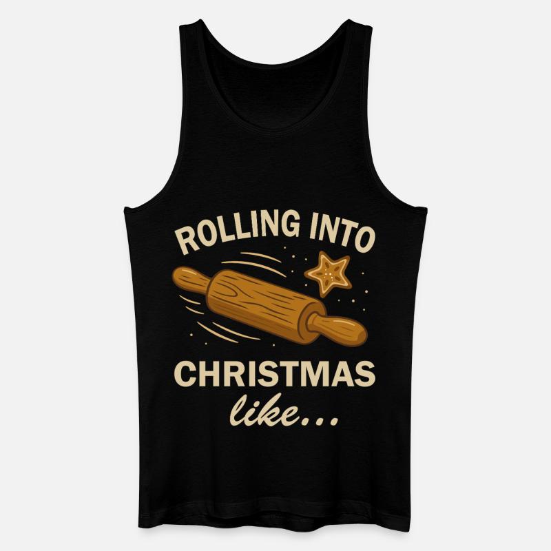 Weihnachten Weihnachtsbäckerei Teigroller und Keks - Männer Bio Tank Top - Schwarz