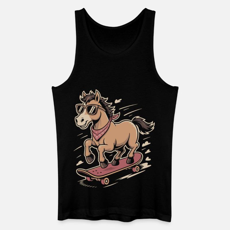 Pony Skateboard mit Sonnenbrille - Männer Bio Tank Top - Schwarz
