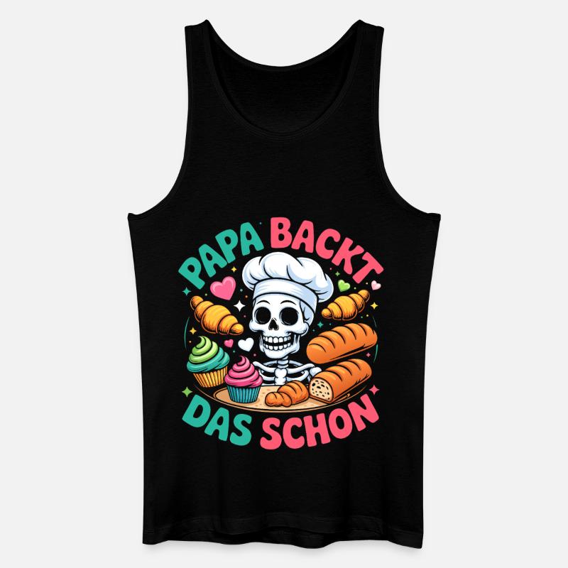 Papas Backkunst Skelett Chef - Männer Bio Tank Top - Schwarz