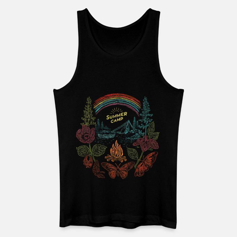 Summer Camp – Buntes Retro Naturdesign - Männer Bio Tank Top - Schwarz