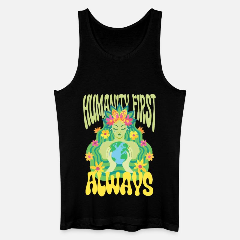 Menschlichkeit Equality Humanity First Always - Männer Bio Tank Top - Schwarz