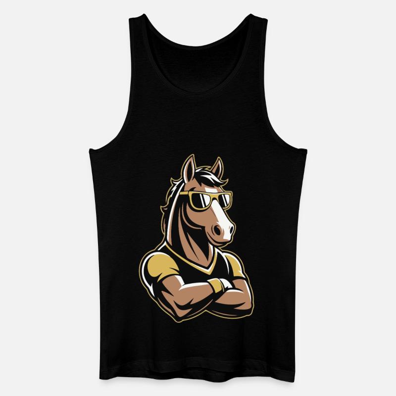 Pferd Maskottchen mit Sonnenbrille - Männer Bio Tank Top - Schwarz
