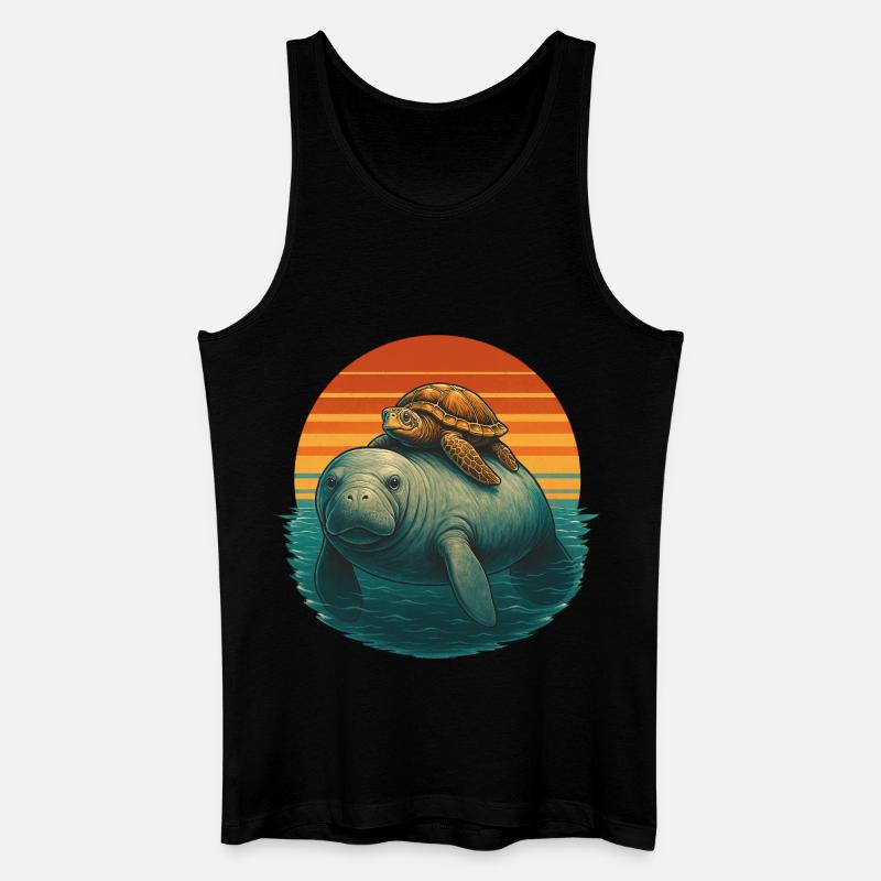 Manatee Schildkröte Ozean Freunde - Männer Bio Tank Top - Schwarz