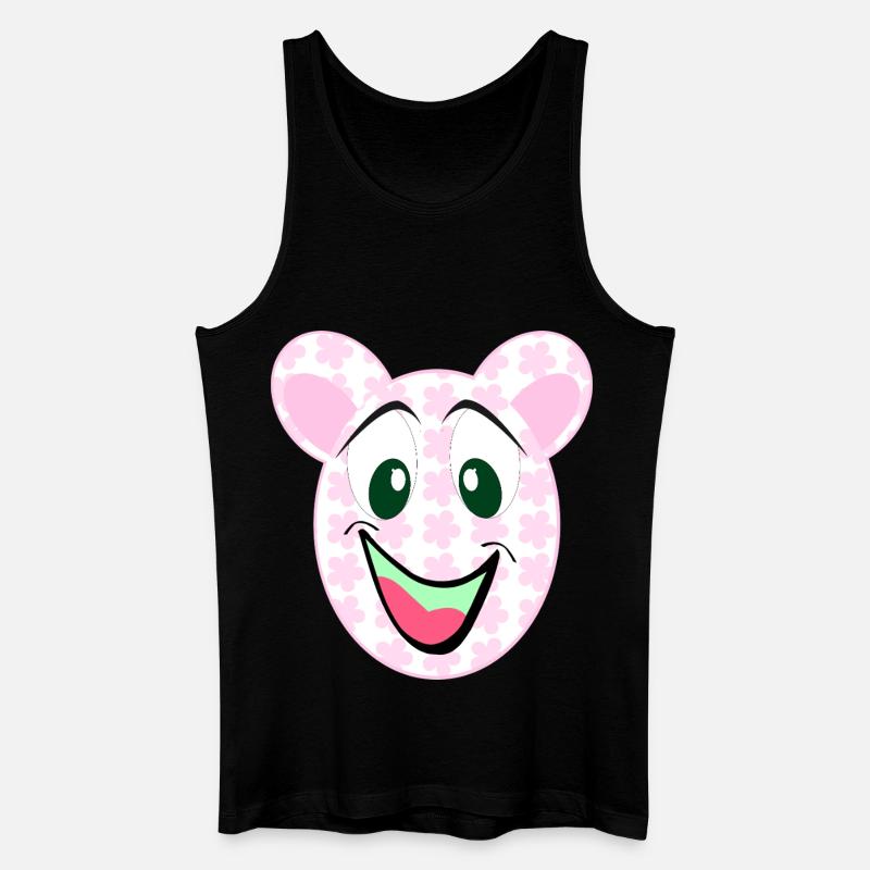 Bär Blumenmuster Lächeln - Männer Bio Tank Top - Schwarz
