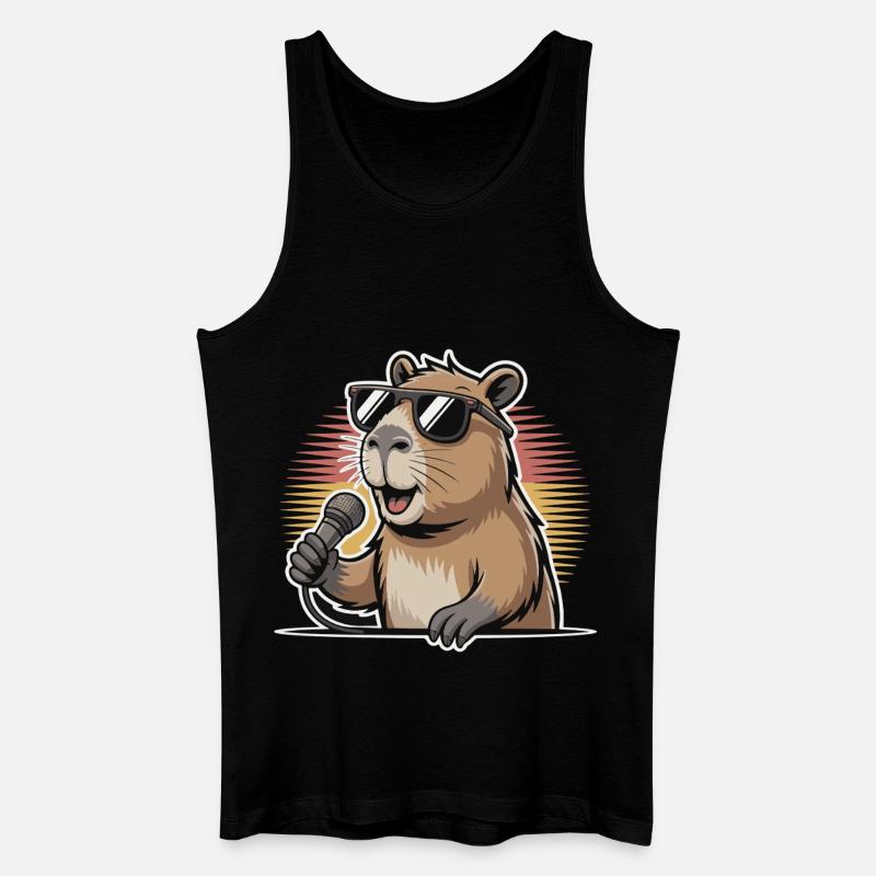 Sänger Capybara mit Sonnenbrille - Männer Bio Tank Top - Schwarz