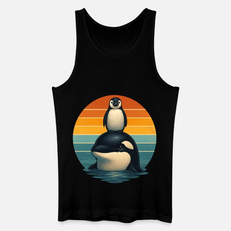 Orca Pinguin Retro Tierfreunde - Männer Bio Tank Top - Schwarz