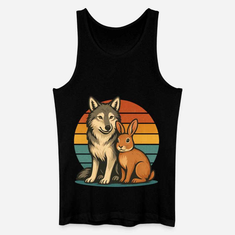 Wolf und Hase - Männer Bio Tank Top - Schwarz