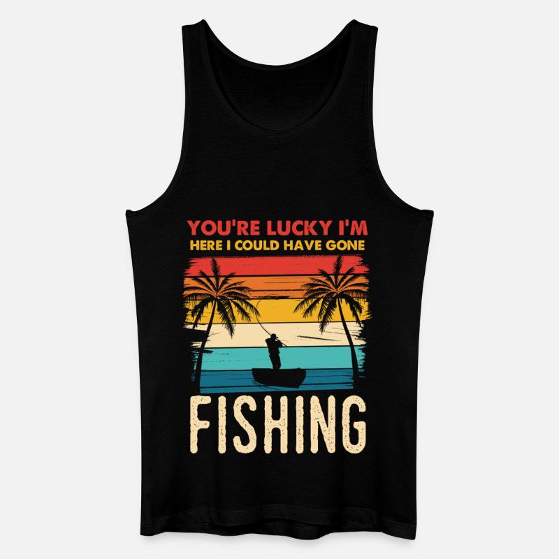 Fischerei Retro Sunset Silhouette - Männer Bio Tank Top - Schwarz