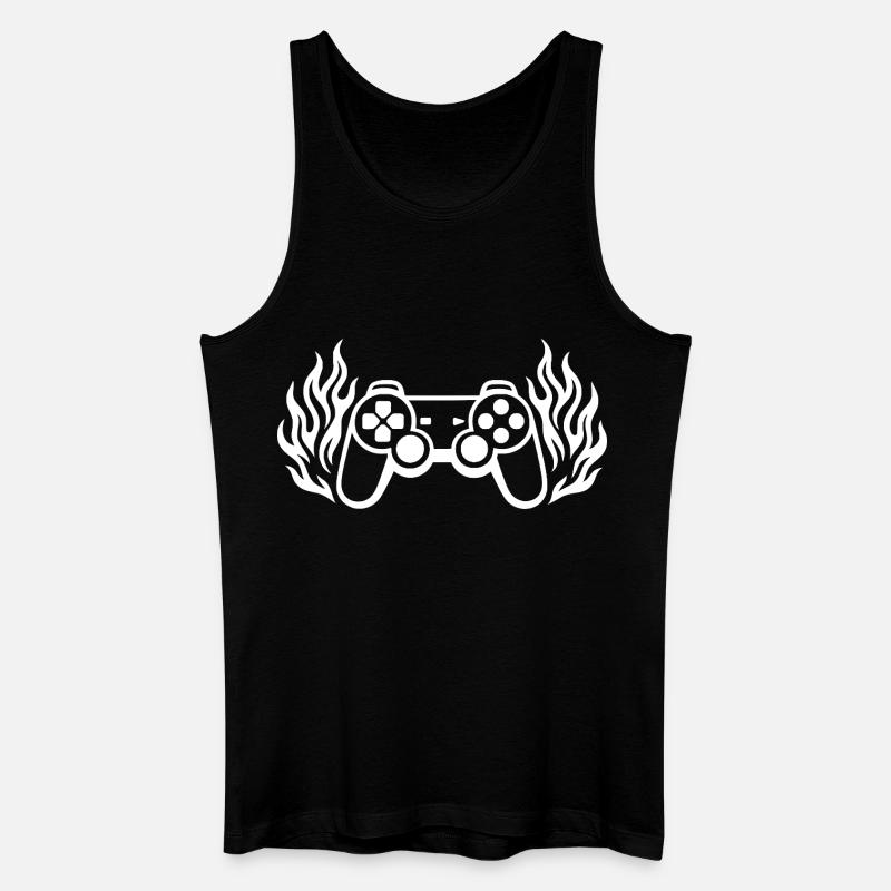 Flames controller, burning gamepad graphics - Men’s Organic Tank Top - black