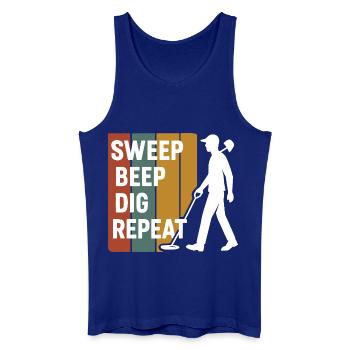 Sweep Beep Dig Repeat Metal Detecting Fun - Men’s Organic Tank Top - royal blue - Front