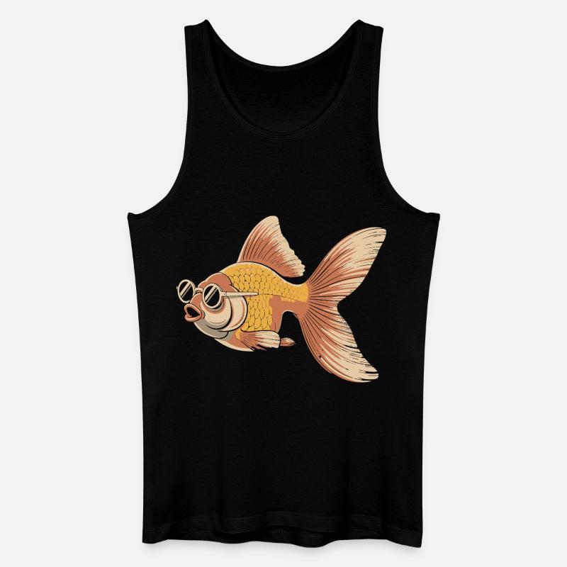 Goldfisch mit Brille Retro - Männer Bio Tank Top - Schwarz