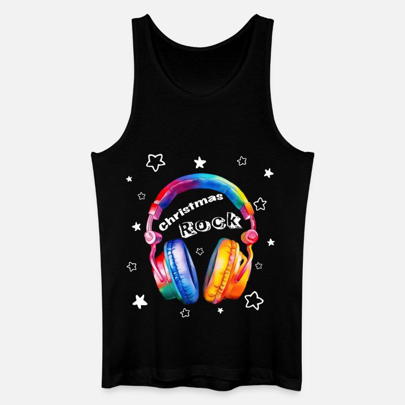 Christmas Rock Kopfhörer Weihnachten cool - Männer Bio Tank Top - Schwarz