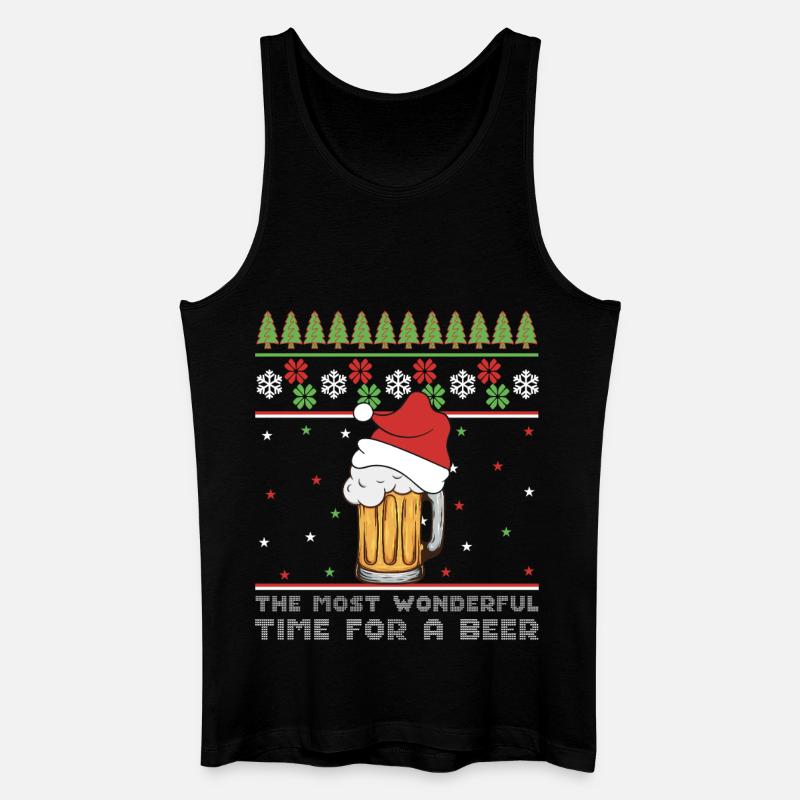 Weihnachtsbier Hässlicher Pullover Weihnachtsalkohol Hässlicher Aperitif - Männer Bio Tank Top - Schwarz