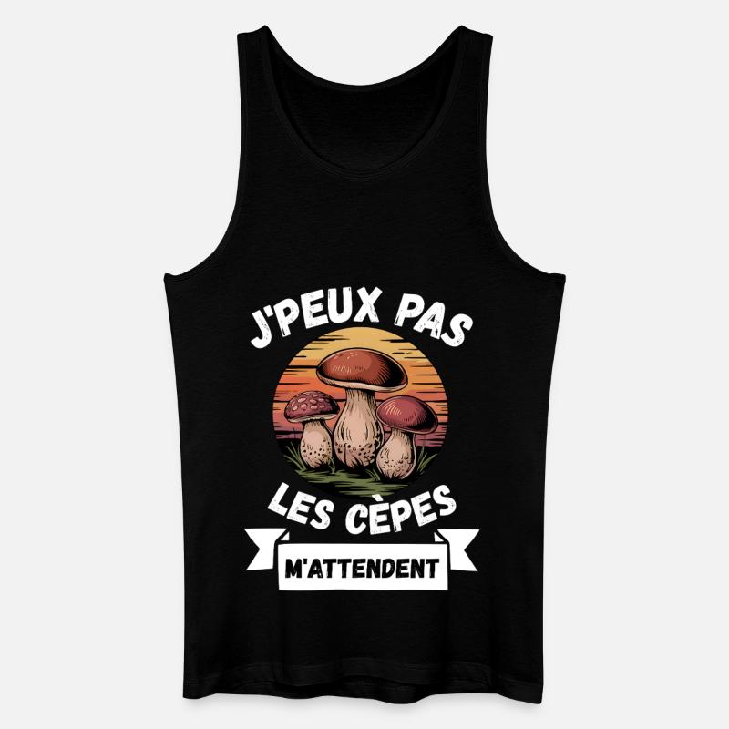 j'peux pas les cèpes m'attendent - Débardeur bio Homme - noir