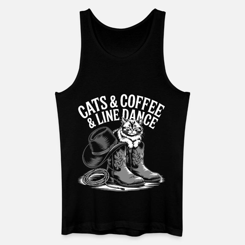 Katzen Kaffee Western Line Dance - Männer Bio Tank Top - Schwarz