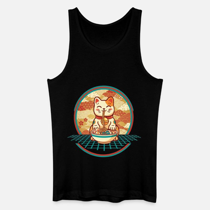 Maneki Neko Ramen Glücksbringer Katze - Männer Bio Tank Top - Schwarz