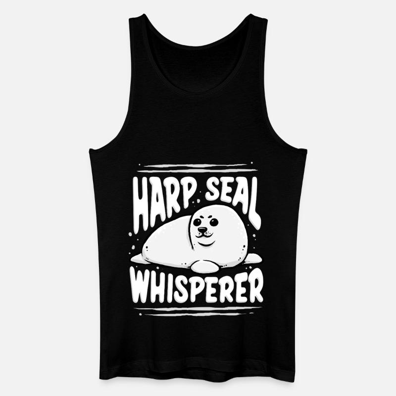 Sattelrobbe Robben Harp Seal Whisperer - Männer Bio Tank Top - Schwarz