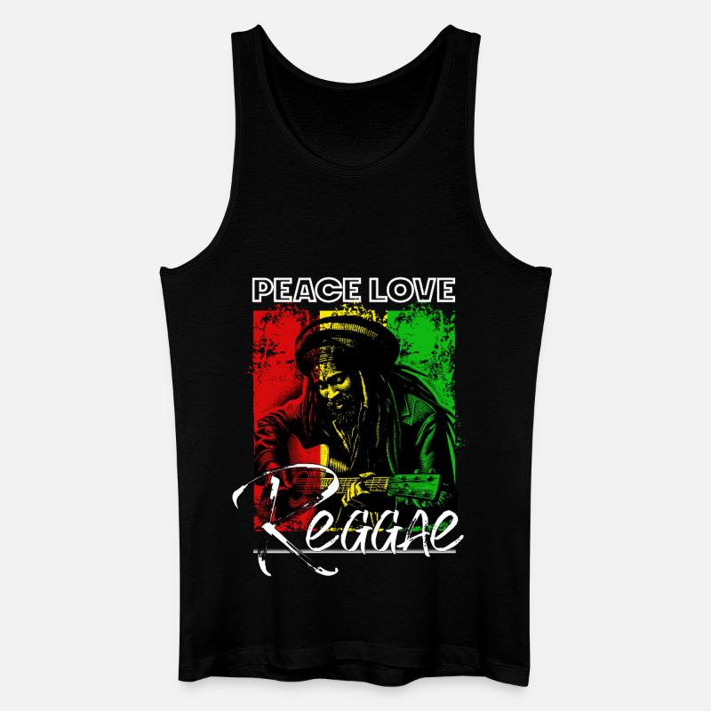 Frieden Liebe Reggae Rastafari Gitarre - Männer Bio Tank Top - Schwarz
