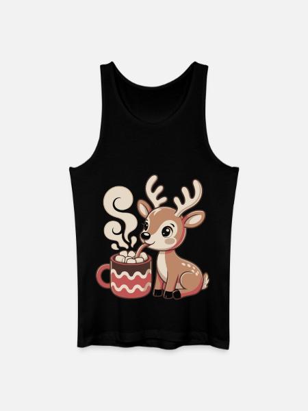 Cuddly deer drinks cocoa - Men’s Organic Tank Top - black