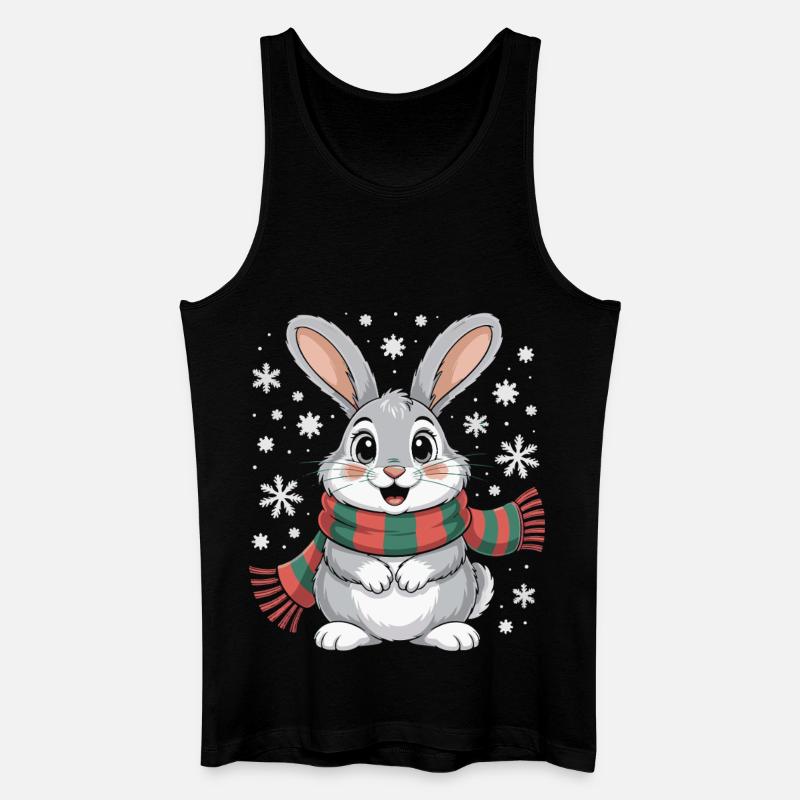 Lapin d’hiver avec écharpe - Débardeur bio Homme - noir