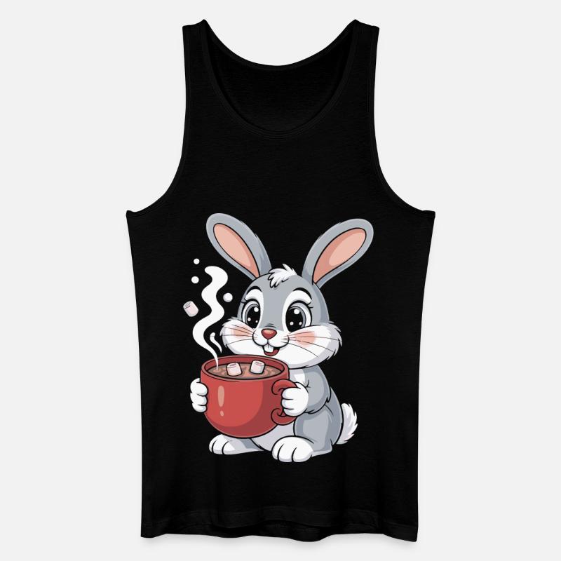 Kuschelbunny mit Kaffeebecher - Männer Bio Tank Top - Schwarz