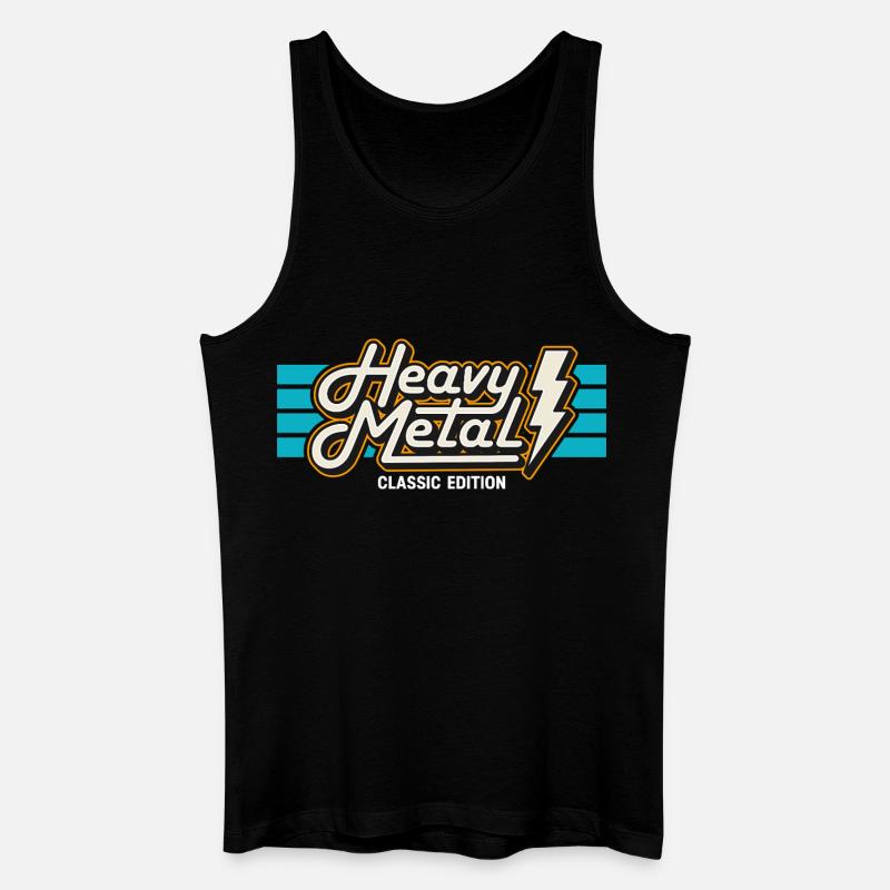 Retro Heavy Metal Abzeichen mit Blitz - Männer Bio Tank Top - Schwarz
