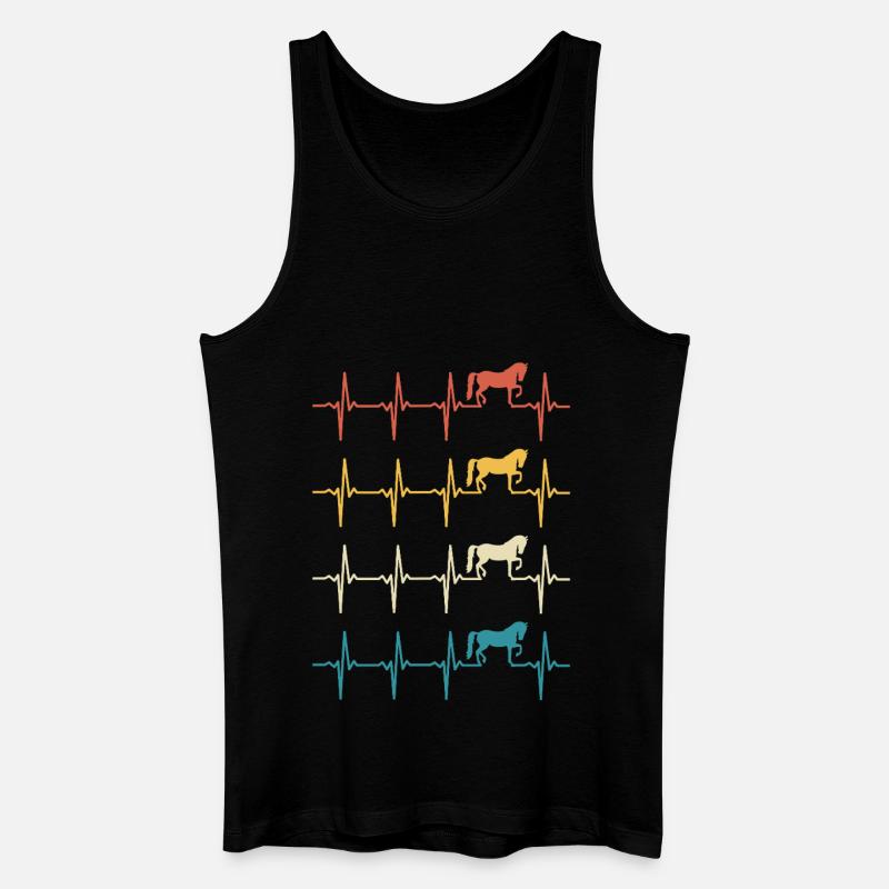 Retro Pferd Herzschlagpferd - Männer Bio Tank Top - Schwarz