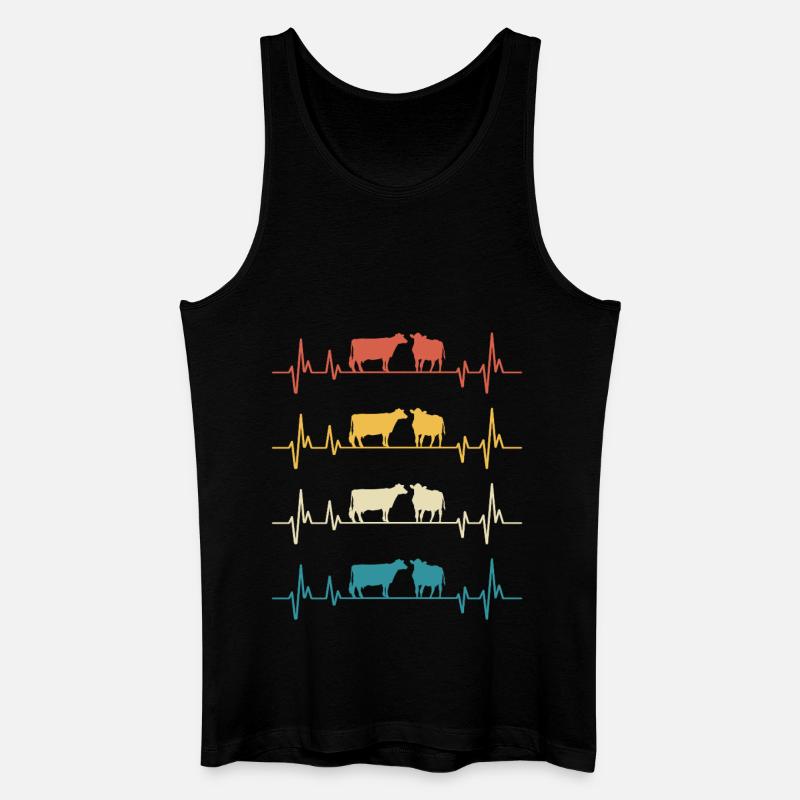 Retro Cows Herzschlag-Kuh-Geschenk - Männer Bio Tank Top - Schwarz